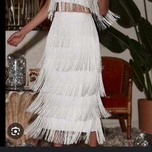 12th tribe gatsby white fringe skirt
